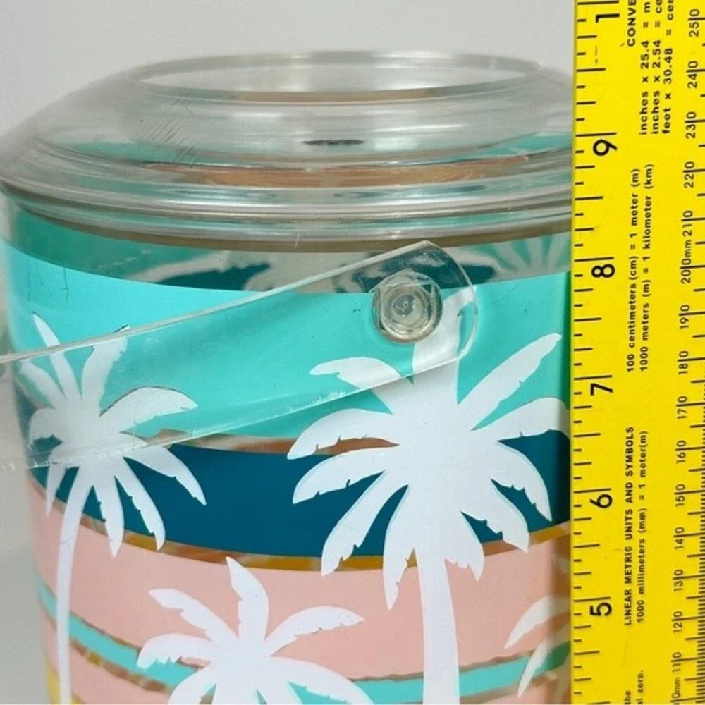 Vintage Culver Acrylic Pastel Palm Tree Ice Bucket 90s